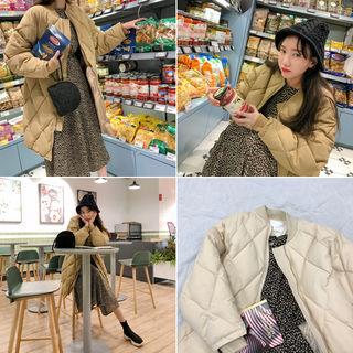 Quilted Long Bomber Jacket