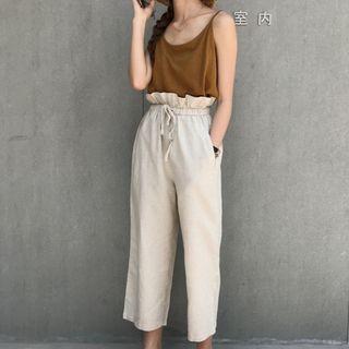 Spaghetti Strap Top / Wide-leg Cropped Pants