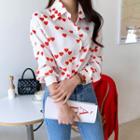 Heart Patterned Blouse Ivory - One Size