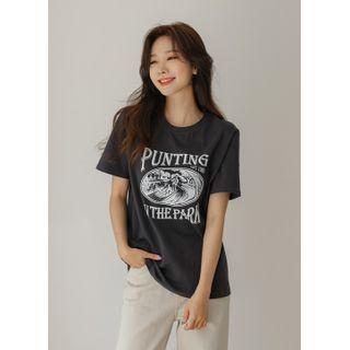 Illustrated Cotton T-shirt In 2 Types
