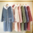 Two-tone Hooded Coral Fleece Robe