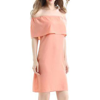 Plain Off-shoulder Shift Dress
