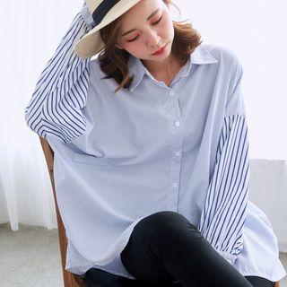 Long-sleeve Oversized Stripe Shirt