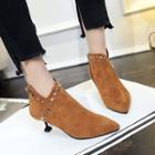 Kitten Heel Pointed Ankle Boots