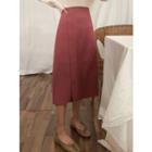 Wrap-front A-line Midi Skirt