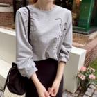 3/4-sleeve Sequined-trim Embellished T-shirt