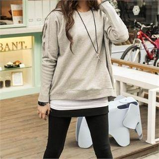 Brushed Fleece Lined Dip-back Top Gray - One Size