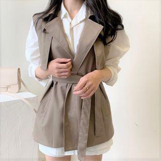 Long-sleeve Shirt / Sashed Vest