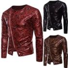 Grommet Faux Leather Patterned Side-zip Jacket