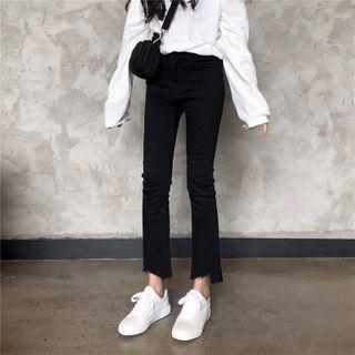 Asymmetrical High-waist Cropped Jeans