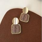 Square Dangle Earring 1 Pair - Brown - One Size