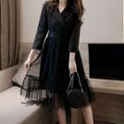 Mock Two-piece Long-sleeve Coat Dress