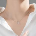 Rhinestone Angel Pendant Necklace 1pc - Silver - One Size