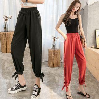 Slit Hem Chiffon Harem Pants