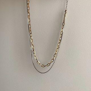 Alloy Layered Choker 2 Tones - One Size