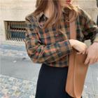 Long Sleeve Color Block Plaid Shirt
