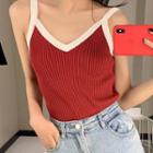 Two-tone Rib Knit Camisole Top