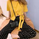 Cotton Irregular Round Neck Short-sleeved T-shirt
