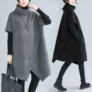 Turtleneck Short-sleeve Sweater Dress