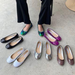 Sequin Bow Flats