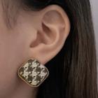 Houndstooth Fabric Square Alloy Earring