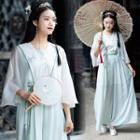 3/4-sleeve Traditional Chinese Top / Wide-leg Pants / Set