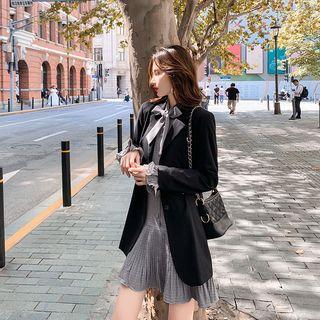 Long-sleeve Tie-neck Dress / Plain Blazer