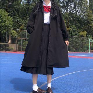 Plain Single Breasted Loose-fit Coat