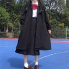 Plain Single Breasted Loose-fit Coat