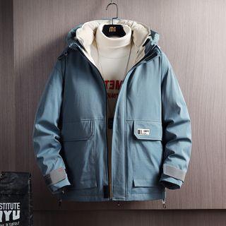 Lettering Print Hooded Padded Jacket