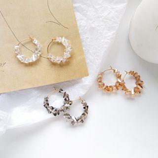 Glass & Alloy Hoop Earring