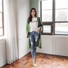 V-neck Linen Trench Coat