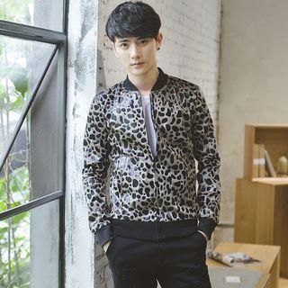 Contrast-trim Leopard Print Jacket