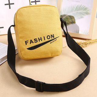Lettering Embroidered Canvas Crossbody Bag