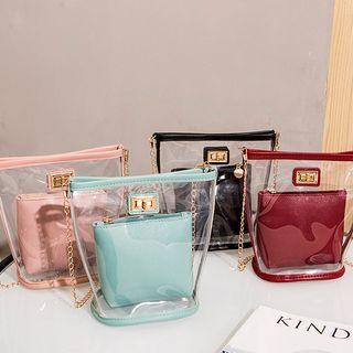 Set: Chain Pvc Bucket Bag + Plain Pouch