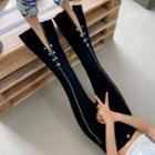 Mid Rise Rhinestone Heart Crop Bootcut Jeans (various Designs)
