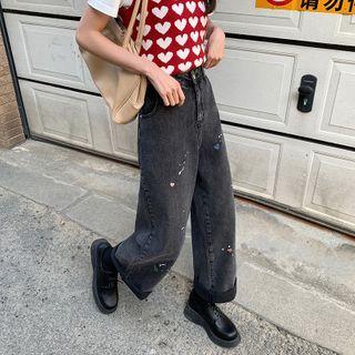 Wide-leg Splash Print Jeans
