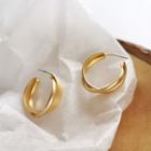 Matte Layered Alloy Open Hoop Earring