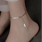 Tag Pendant Alloy Anklet 1pc - Silver - One Size