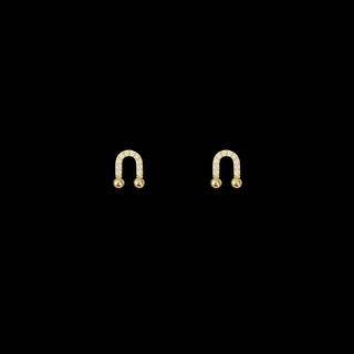 U Shape Rhinestone Alloy Earring 1 Pair - Gold - One Size