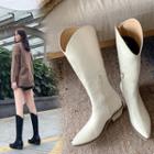 Faux-leather Chunky-heel Tall Boots