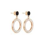 Simple And Bright Plated Rose Gold Geometric Hollow Round Titanium Earrings With Cubic Zirconia Rose Gold - One Size