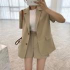 Short-sleeve Single-breasted Blazer / Wide Leg Dress Shorts