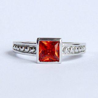 Square Rhinestone Ring White - One Size