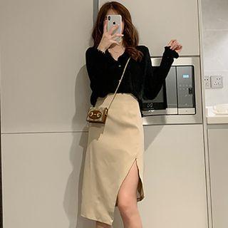 Set: Cropped Cardigan + Skirt