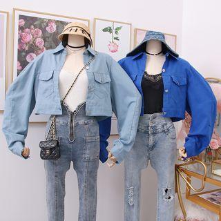 Padded-shoulder Crop Jacket
