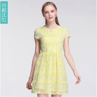 Perforated Panel A-line Dress