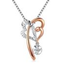 18ct Rose White Gold Textured Heart And Butterfly Diamond Dangle Pendant Necklace (0.09 Cttw) (free 925 Silver Box Chain, 16)