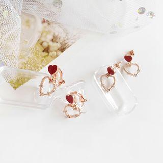 Alloy Heart Rhinestone Dangle Earring