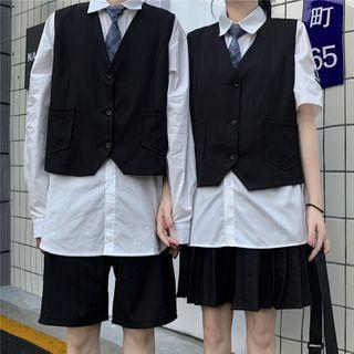 Plain Single-breasted Suit Vest